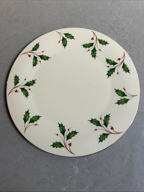 Lenox Cream Holiday Holly Serving Plate 12”